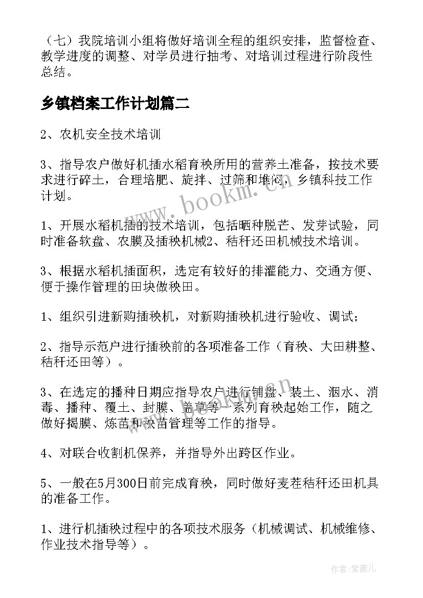 2023年乡镇档案工作计划(通用10篇)