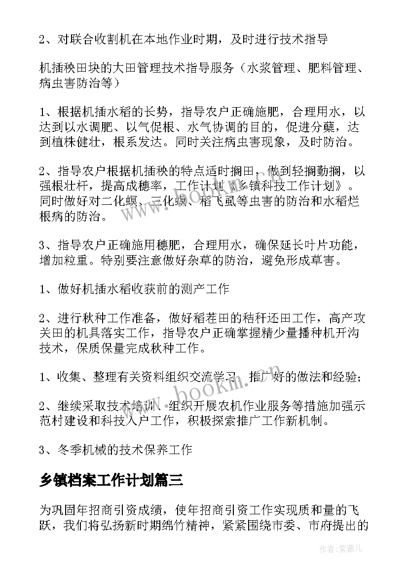 2023年乡镇档案工作计划(通用10篇)