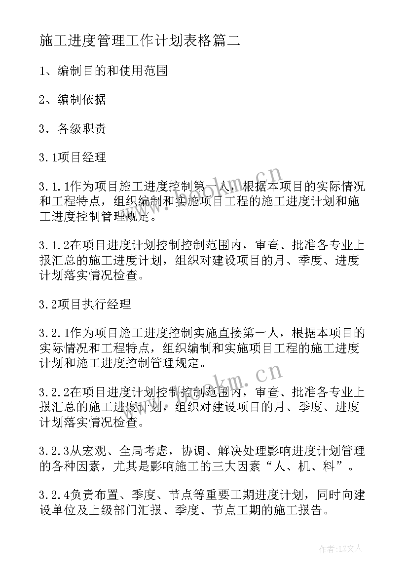 施工进度管理工作计划表格(汇总5篇)