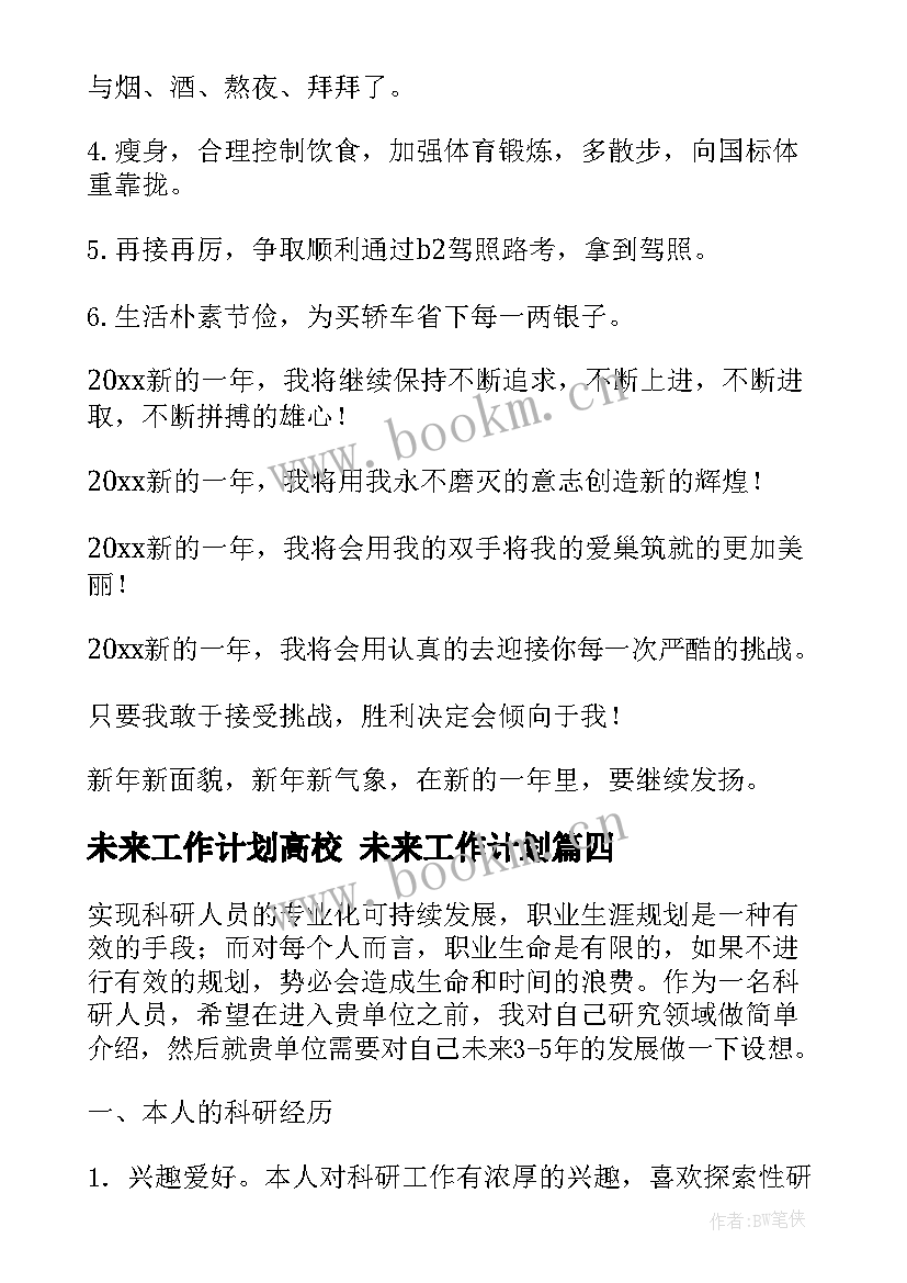 2023年未来工作计划高校 未来工作计划(汇总9篇)