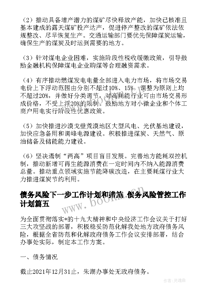 最新债务风险下一步工作计划和措施 债务风险管控工作计划(大全5篇)