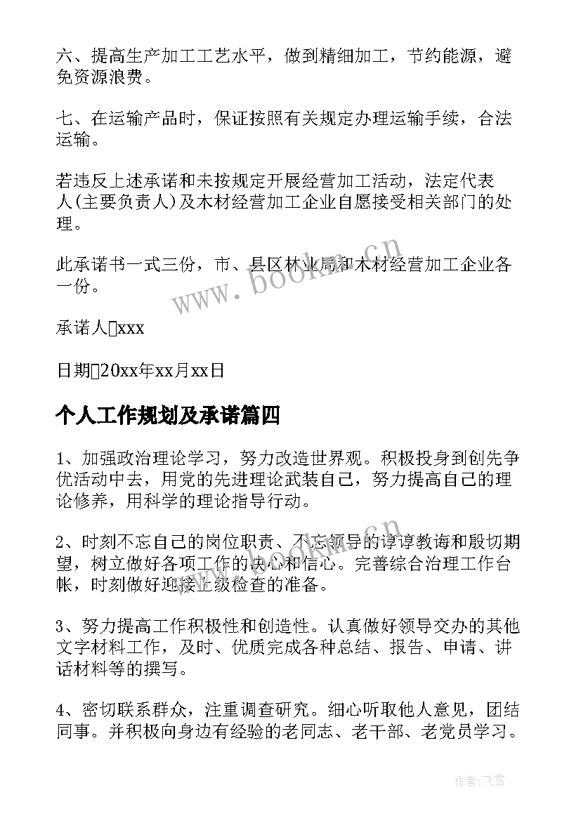 2023年个人工作规划及承诺(优秀6篇)