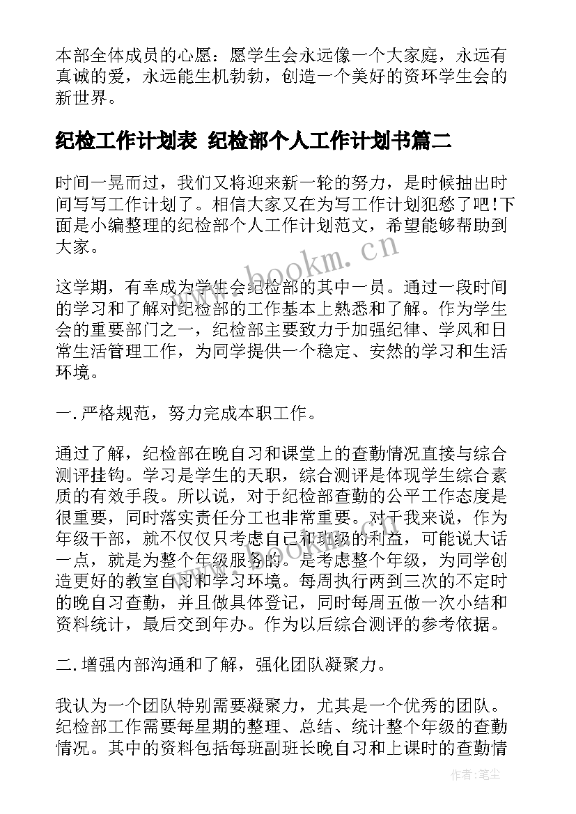 2023年纪检工作计划表 纪检部个人工作计划书(精选5篇)