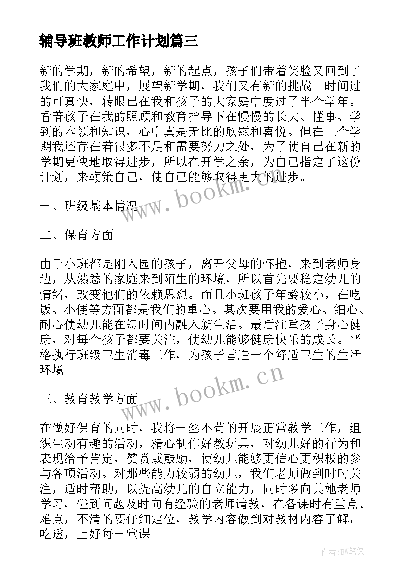 2023年辅导班教师工作计划(大全6篇)