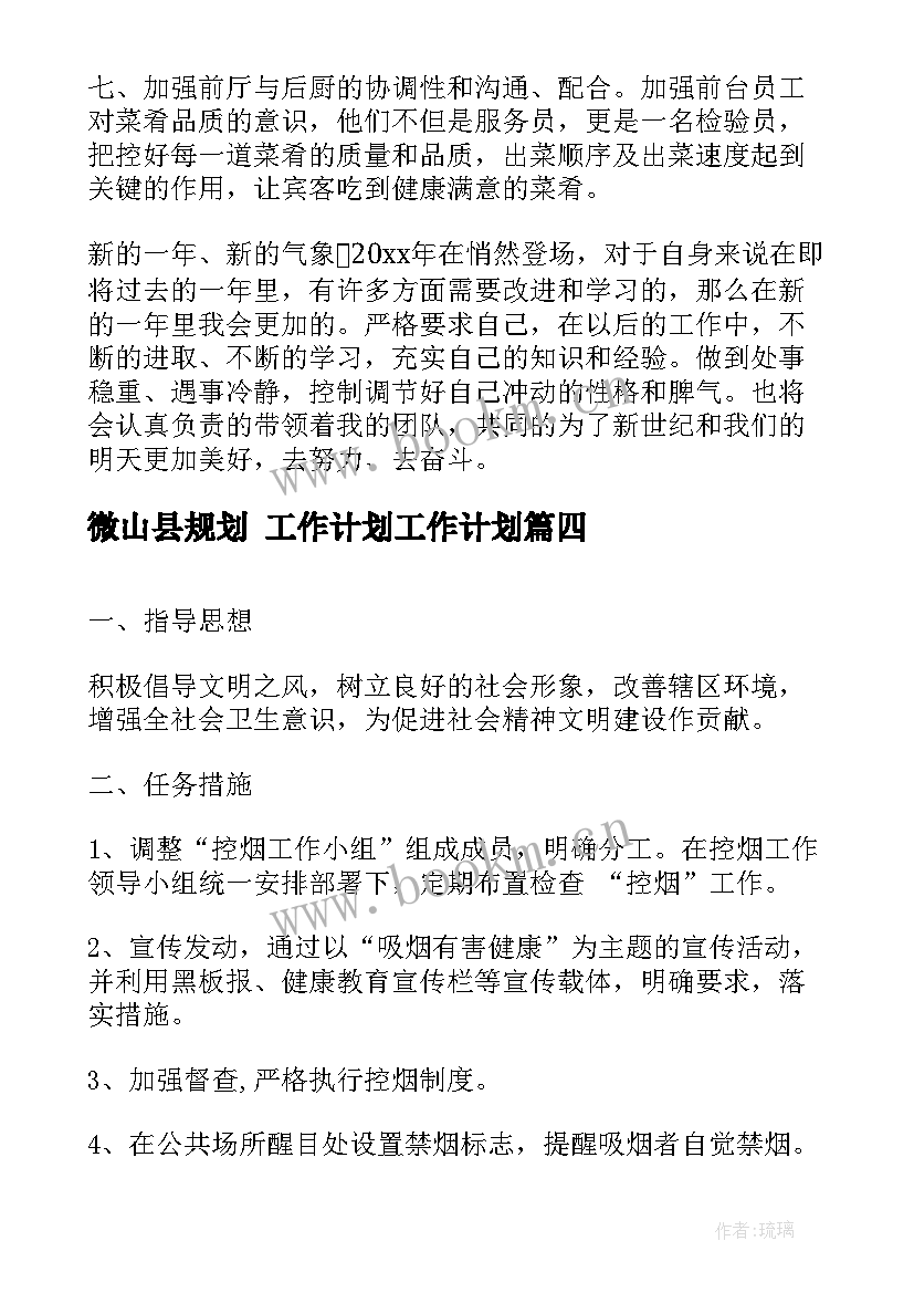 微山县规划 工作计划工作计划(汇总9篇)