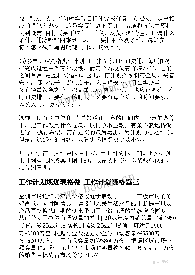 2023年工作计划规划表格做 工作计划表格(精选5篇)