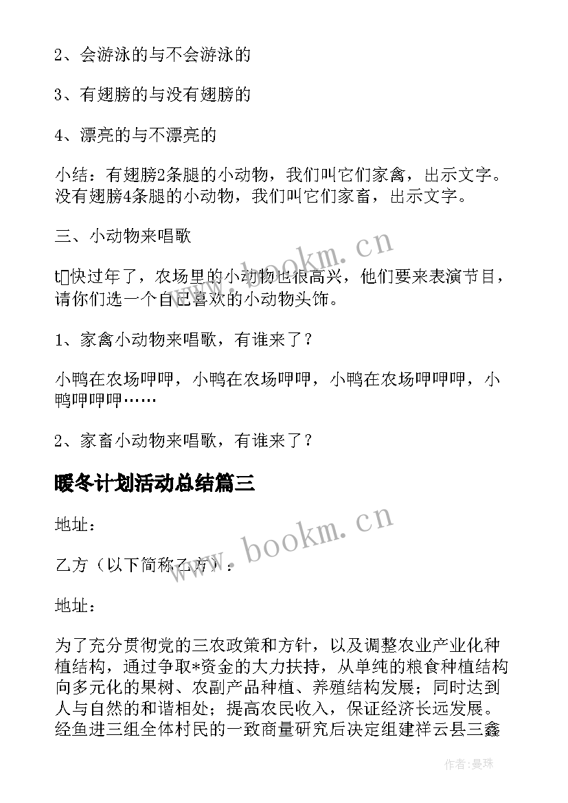 最新暖冬计划活动总结(模板5篇)