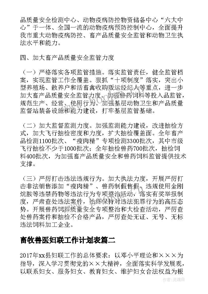 最新畜牧兽医妇联工作计划表(优质5篇)