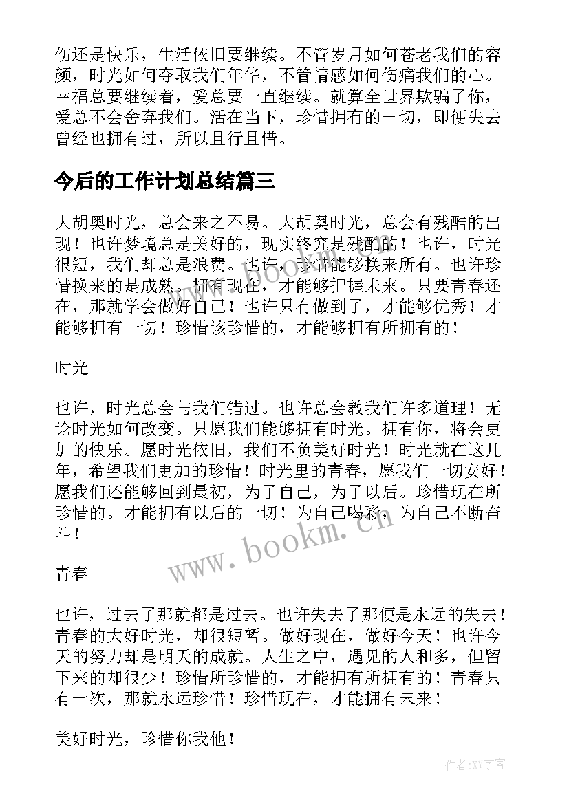 2023年今后的工作计划总结(大全10篇)