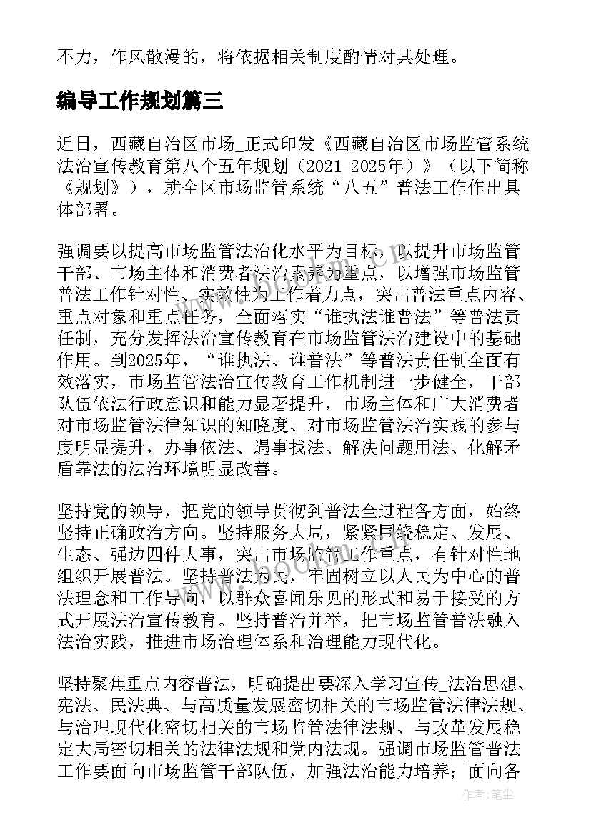 最新编导工作规划(优质5篇)