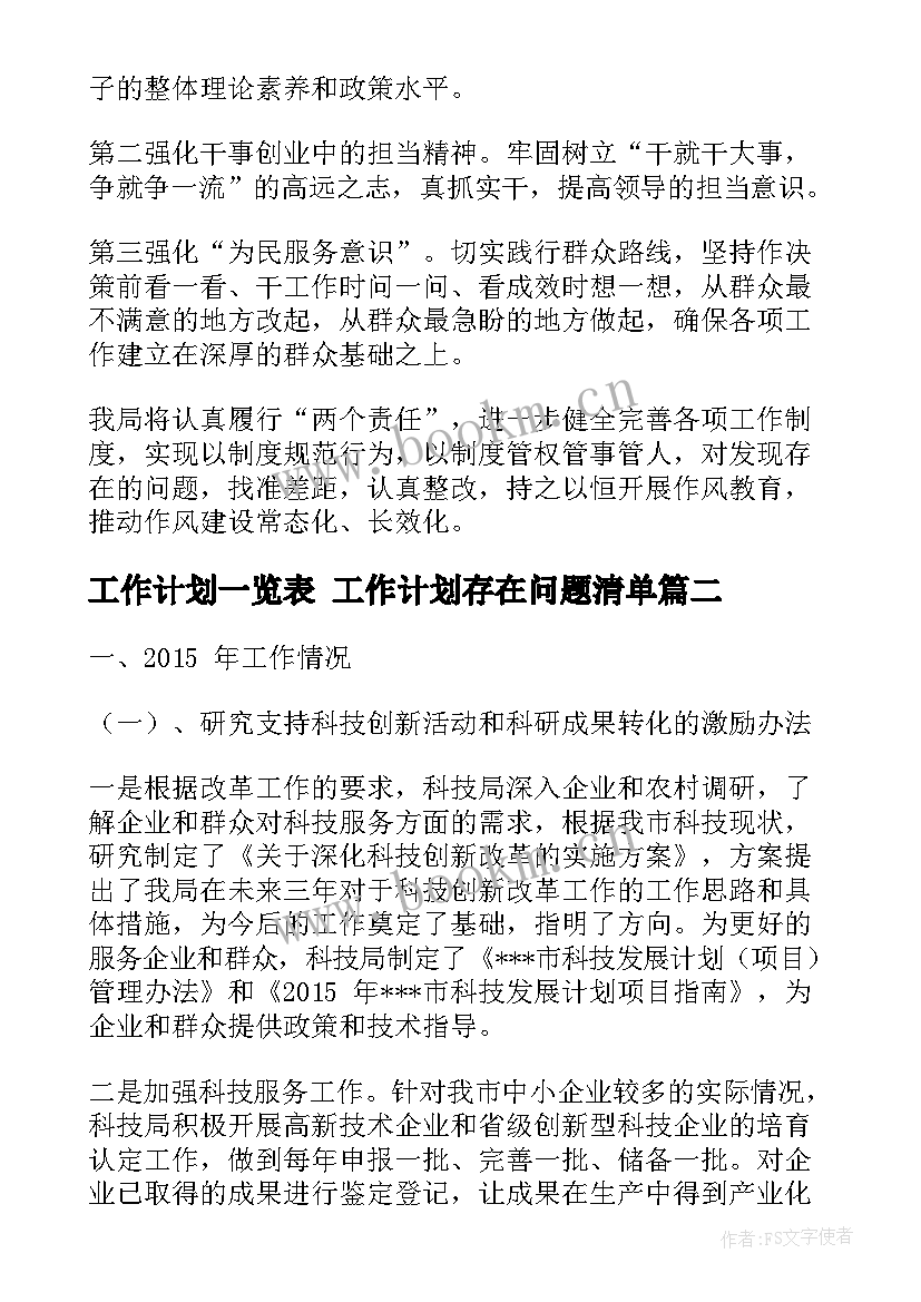 2023年工作计划一览表 工作计划存在问题清单(优秀5篇)