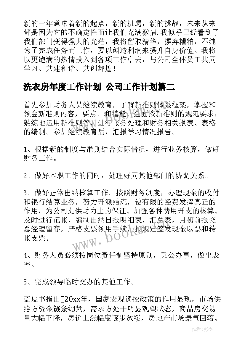 2023年洗衣房年度工作计划 公司工作计划(大全5篇)