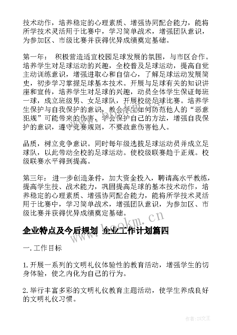 企业特点及今后规划 企业工作计划(优质10篇)