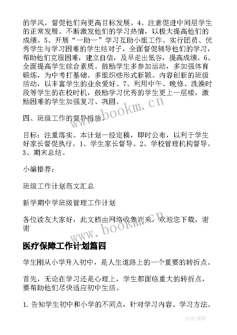 2023年医疗保障工作计划(大全10篇)