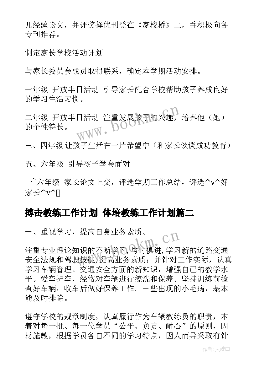 2023年搏击教练工作计划 体培教练工作计划(模板6篇)