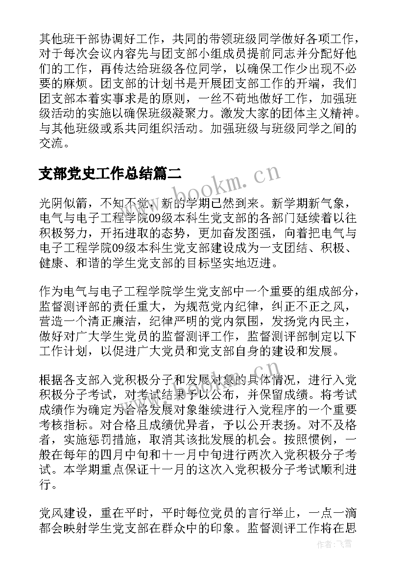 2023年支部党史工作总结(精选6篇)