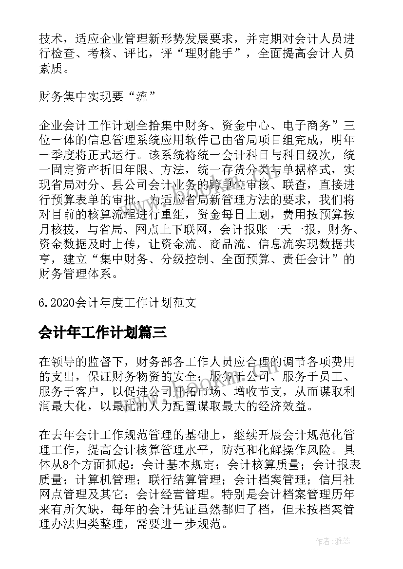 最新会计年工作计划(大全10篇)