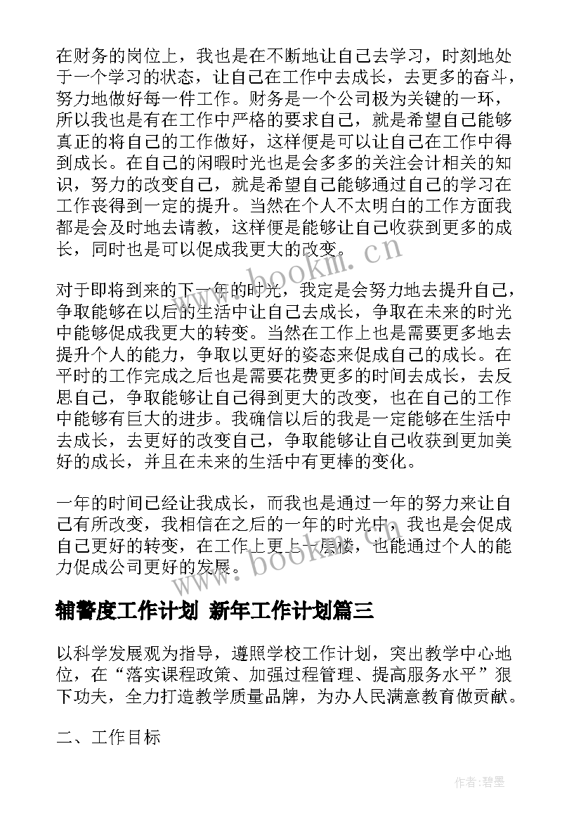 辅警度工作计划 新年工作计划(大全9篇)