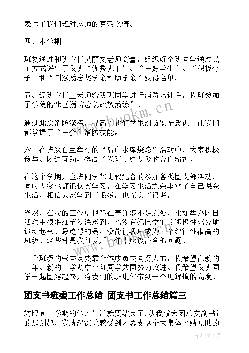 团支书班委工作总结 团支书工作总结(实用9篇)