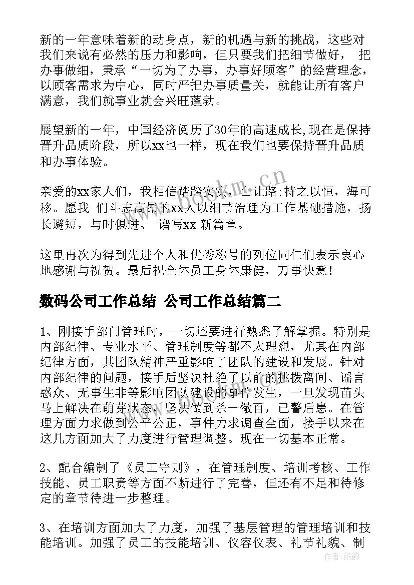 数码公司工作总结 公司工作总结(实用9篇)