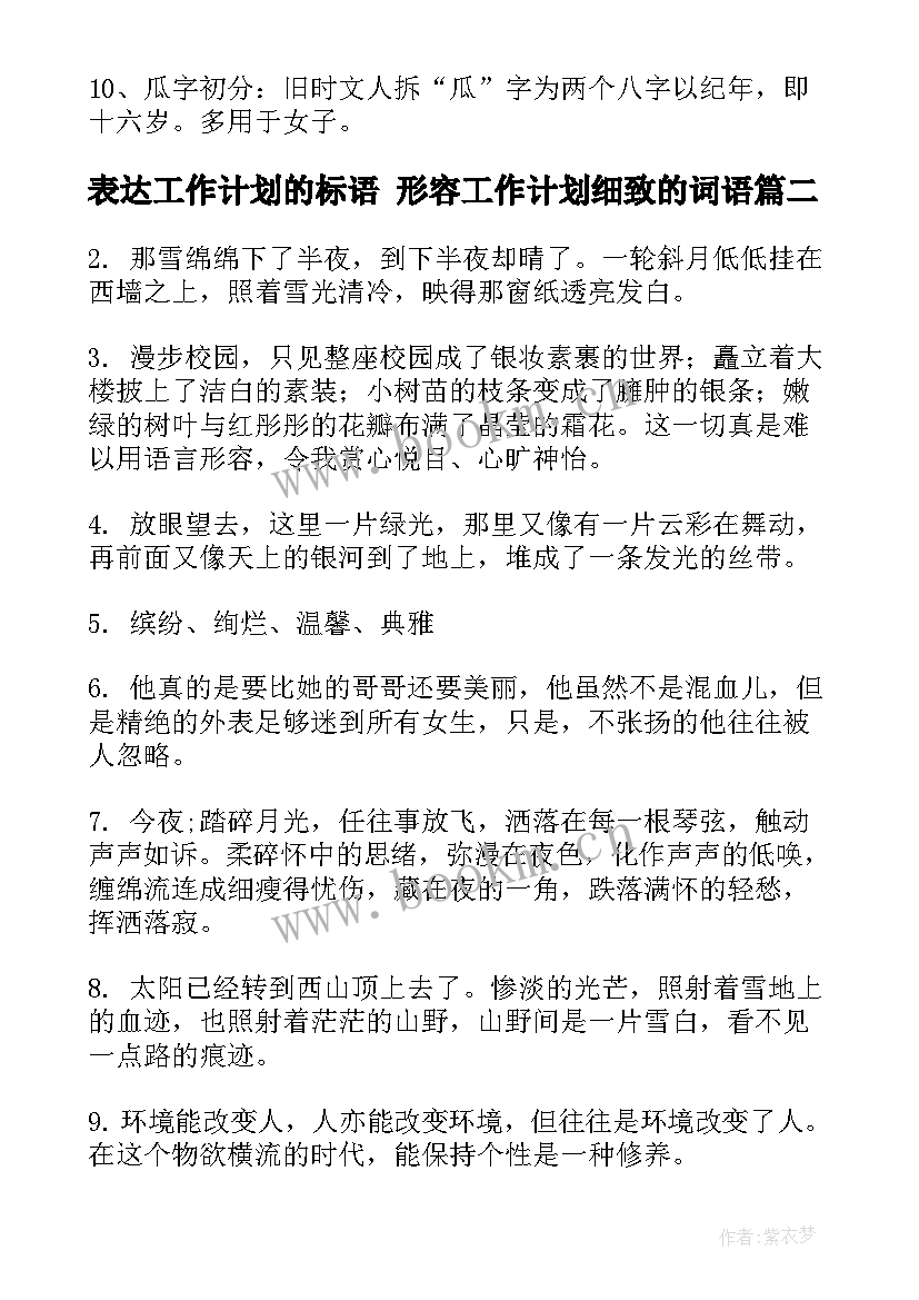 最新表达工作计划的标语 形容工作计划细致的词语(实用5篇)