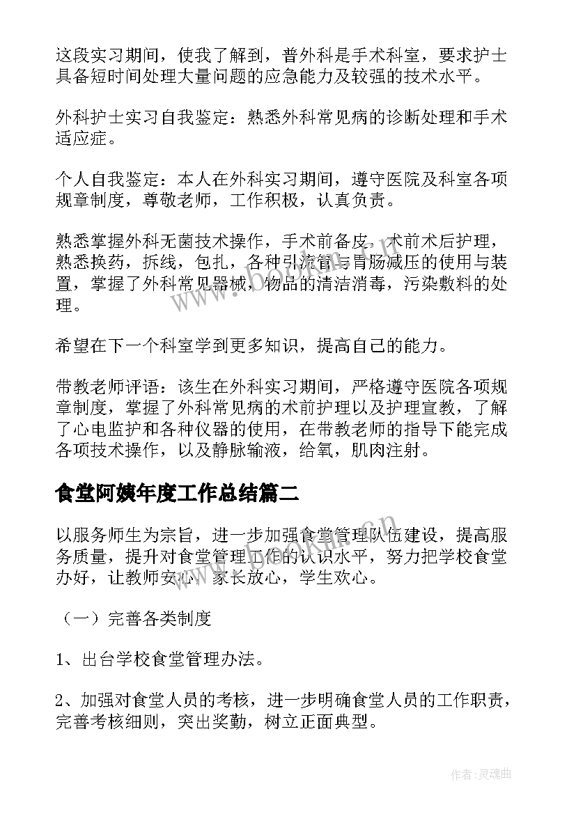 2023年食堂阿姨年度工作总结(优质10篇)