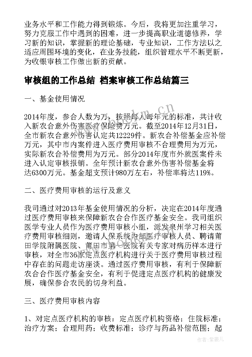 2023年审核组的工作总结 档案审核工作总结(优秀5篇)