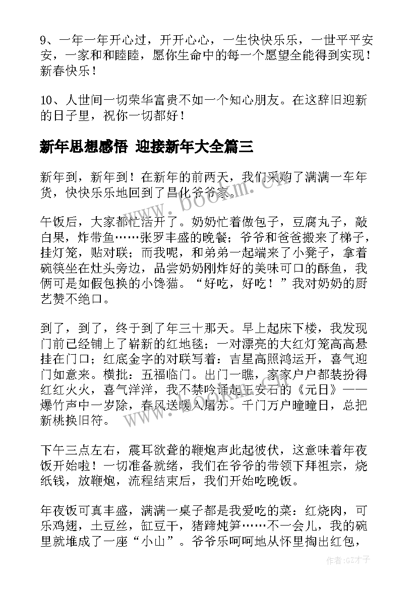 最新新年思想感悟 迎接新年(优秀9篇)