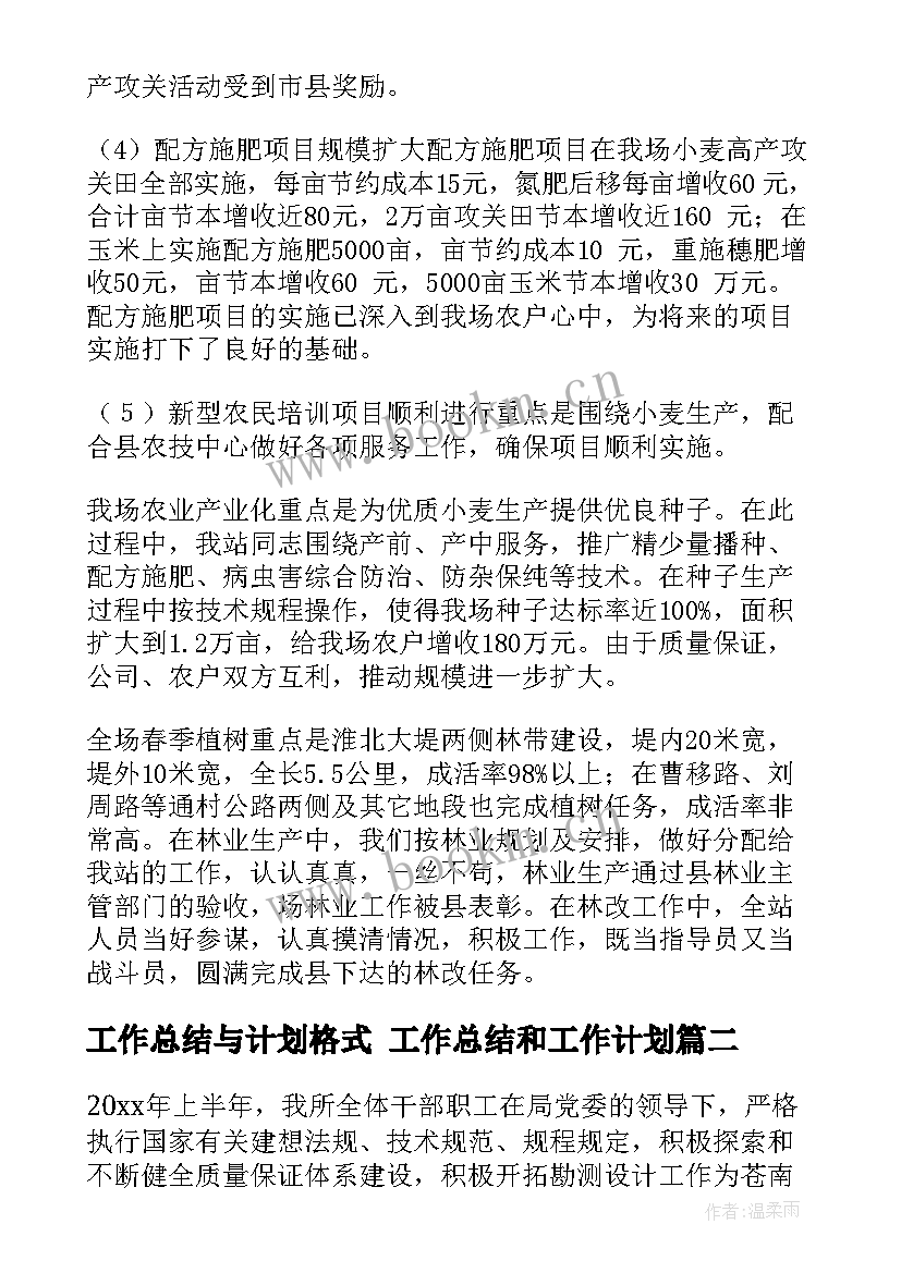 工作总结与计划格式 工作总结和工作计划(实用7篇)