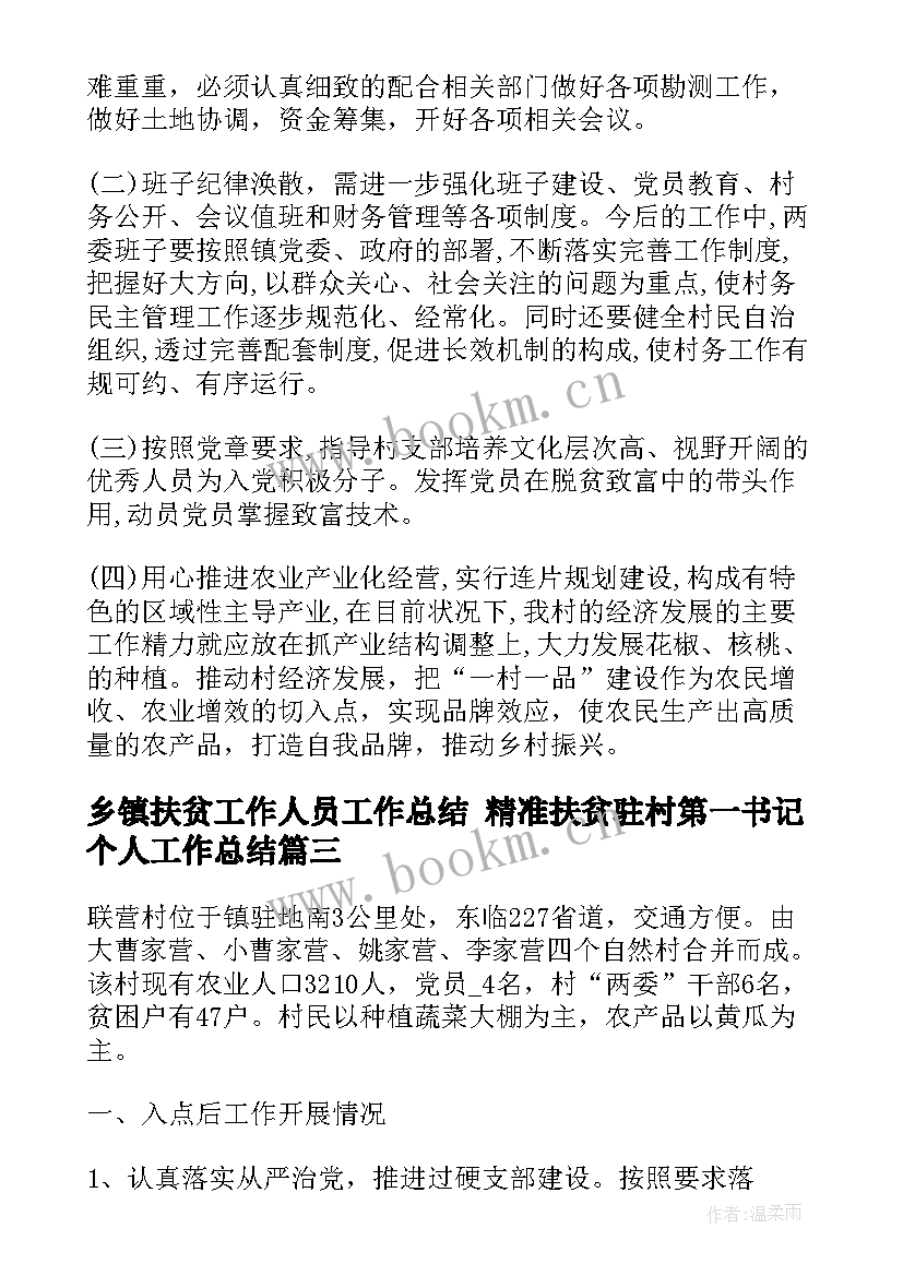 2023年乡镇扶贫工作人员工作总结 精准扶贫驻村第一书记个人工作总结(精选5篇)