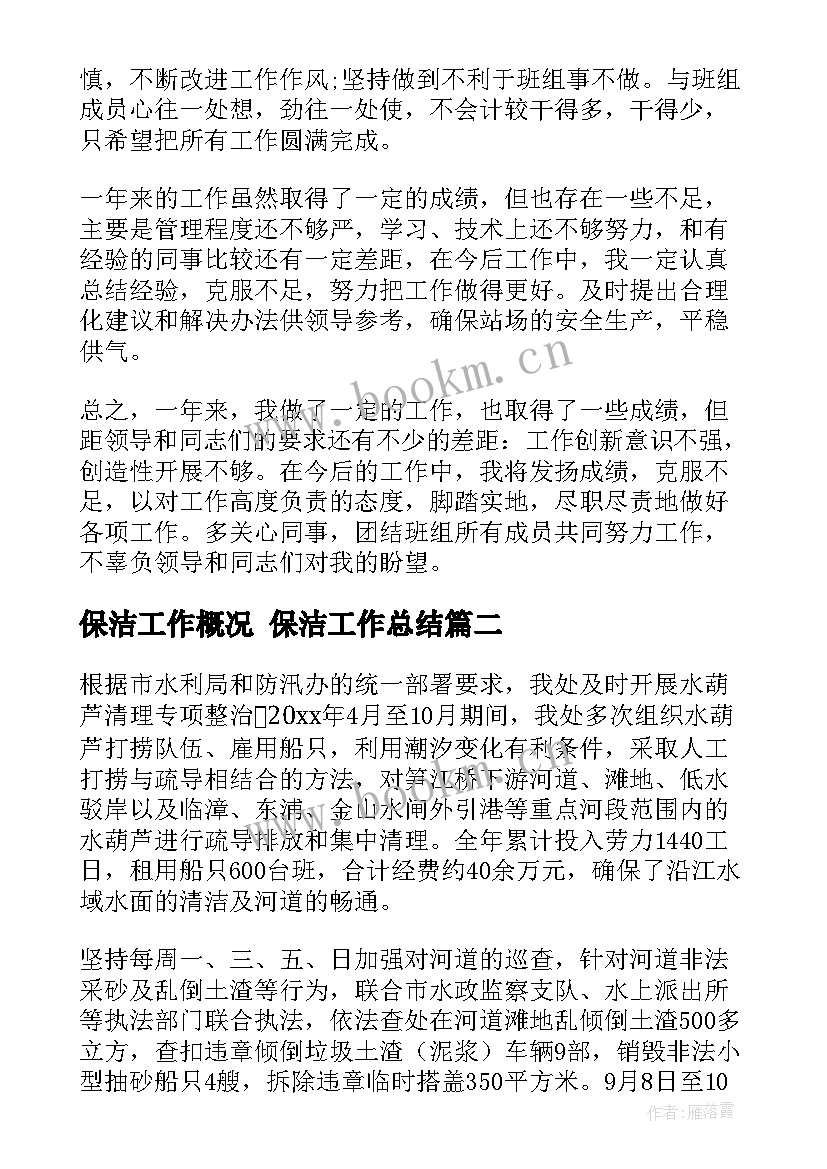 保洁工作概况 保洁工作总结(通用9篇)