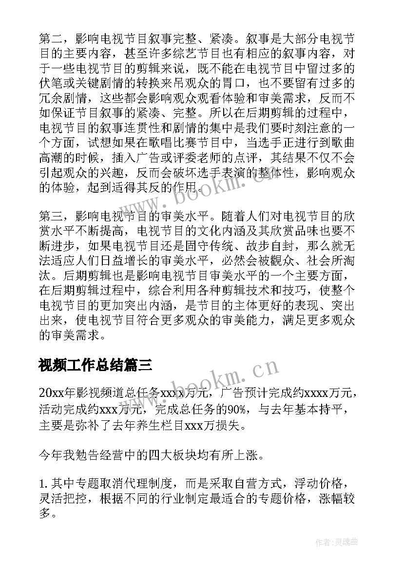 最新视频工作总结(大全6篇)