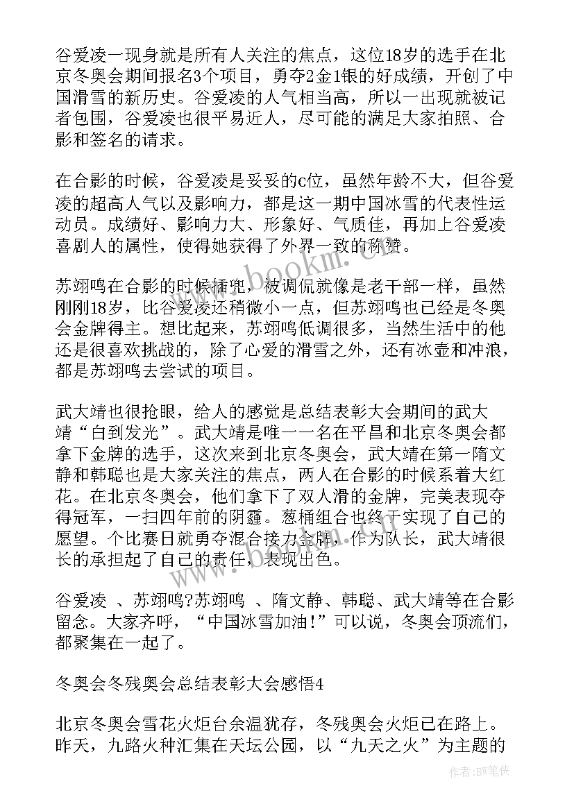 冬奥会残奥会工作总结 观看北京冬奥会冬残奥会总结表彰大会心得(精选6篇)