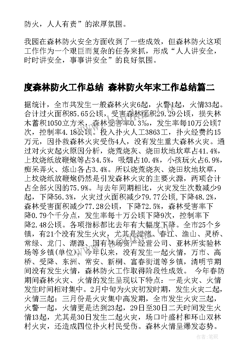 度森林防火工作总结 森林防火年末工作总结(优质10篇)