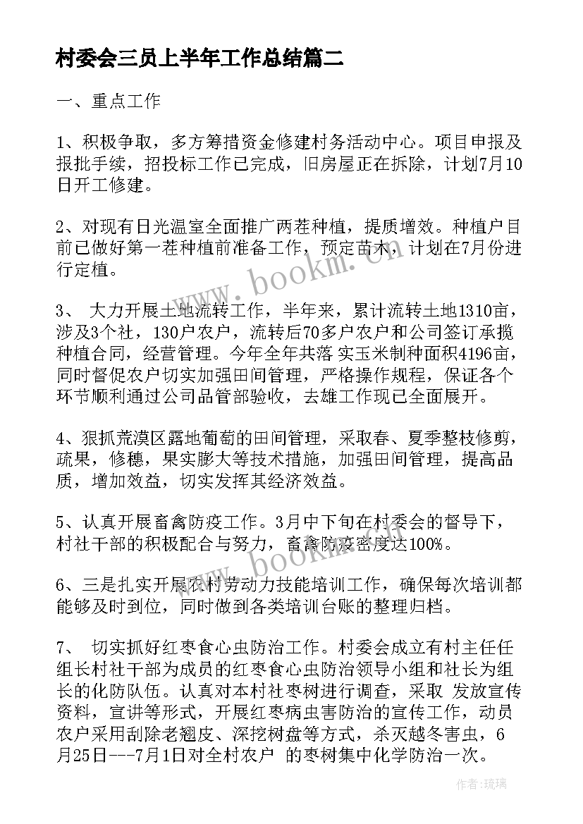 村委会三员上半年工作总结(优秀5篇)