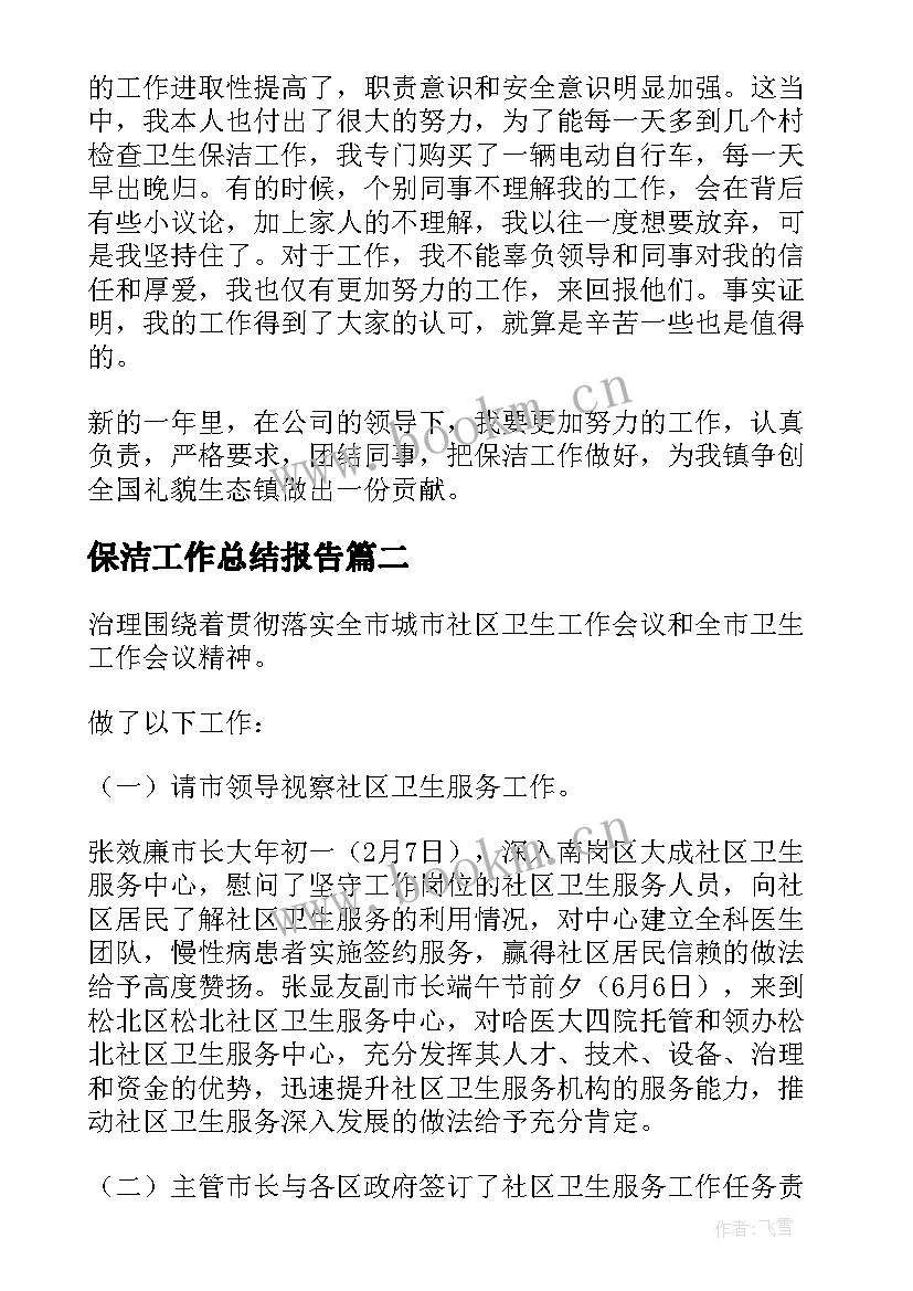 2023年保洁工作总结报告(汇总5篇)