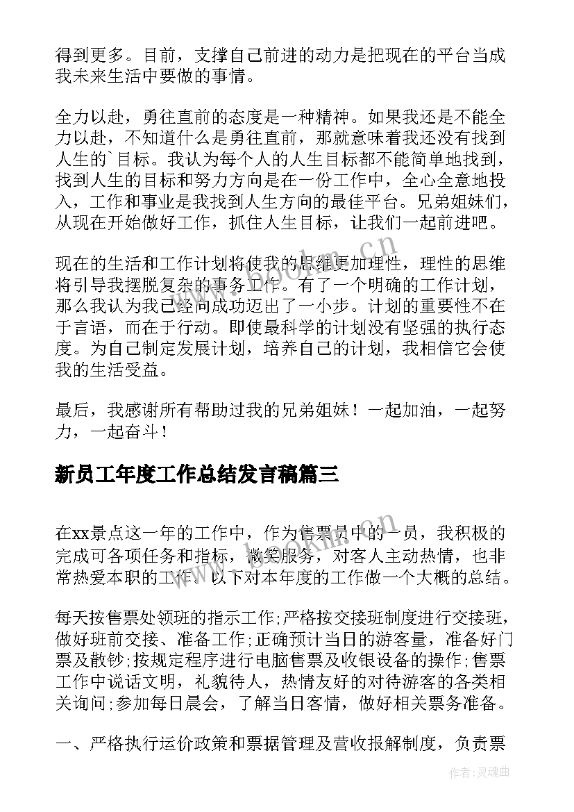 最新新员工年度工作总结发言稿(模板8篇)