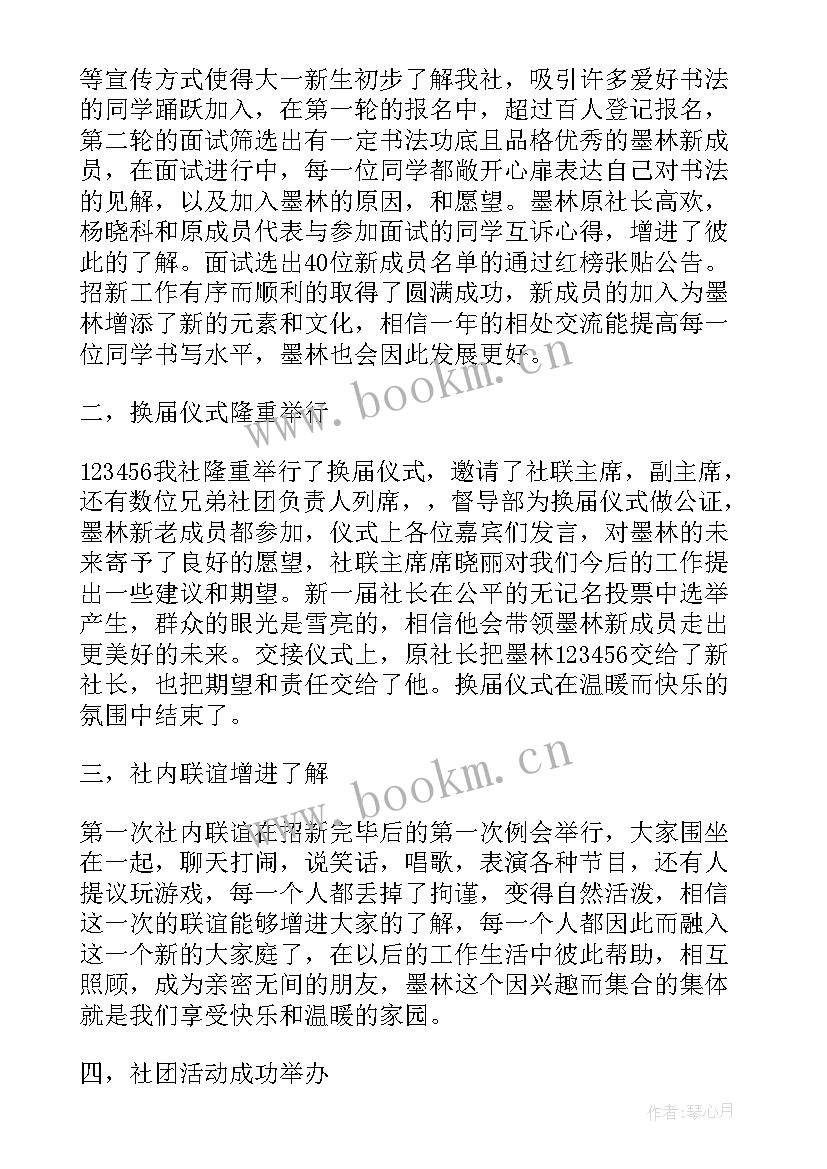 书法协会工作总结(精选5篇)