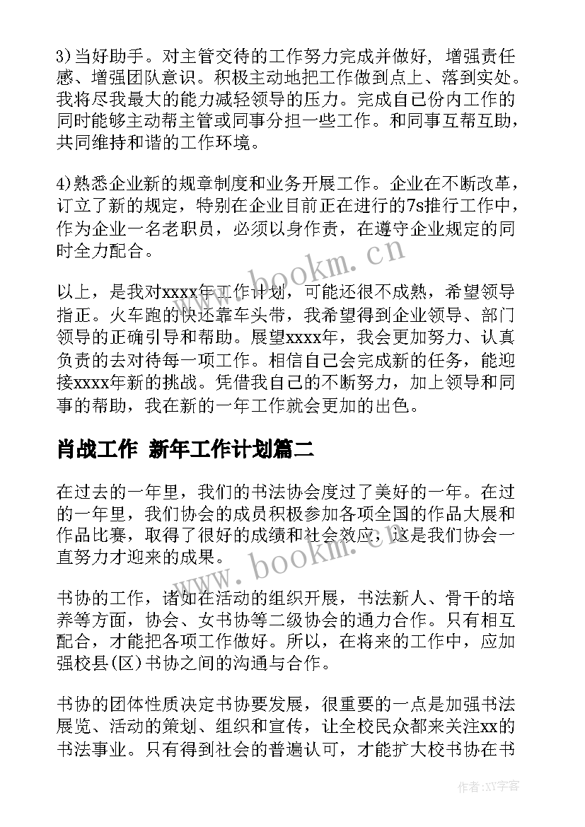 肖战工作 新年工作计划(实用9篇)