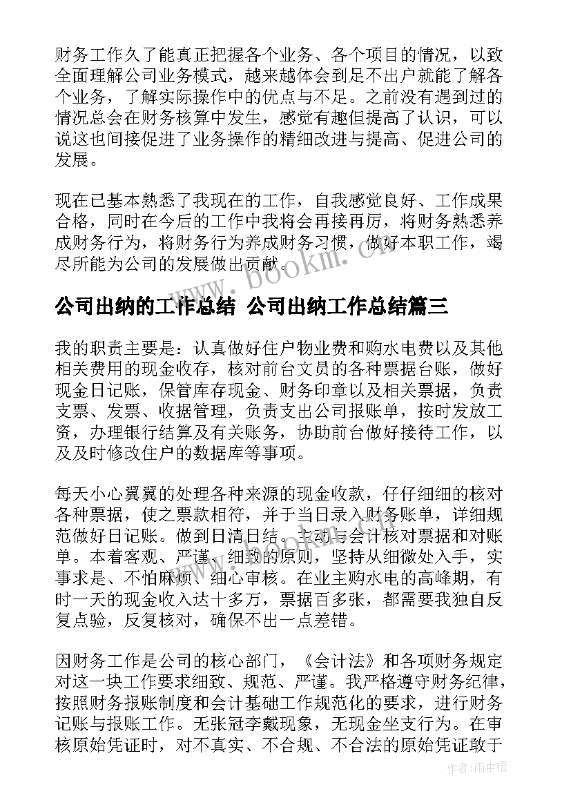 公司出纳的工作总结 公司出纳工作总结(实用9篇)