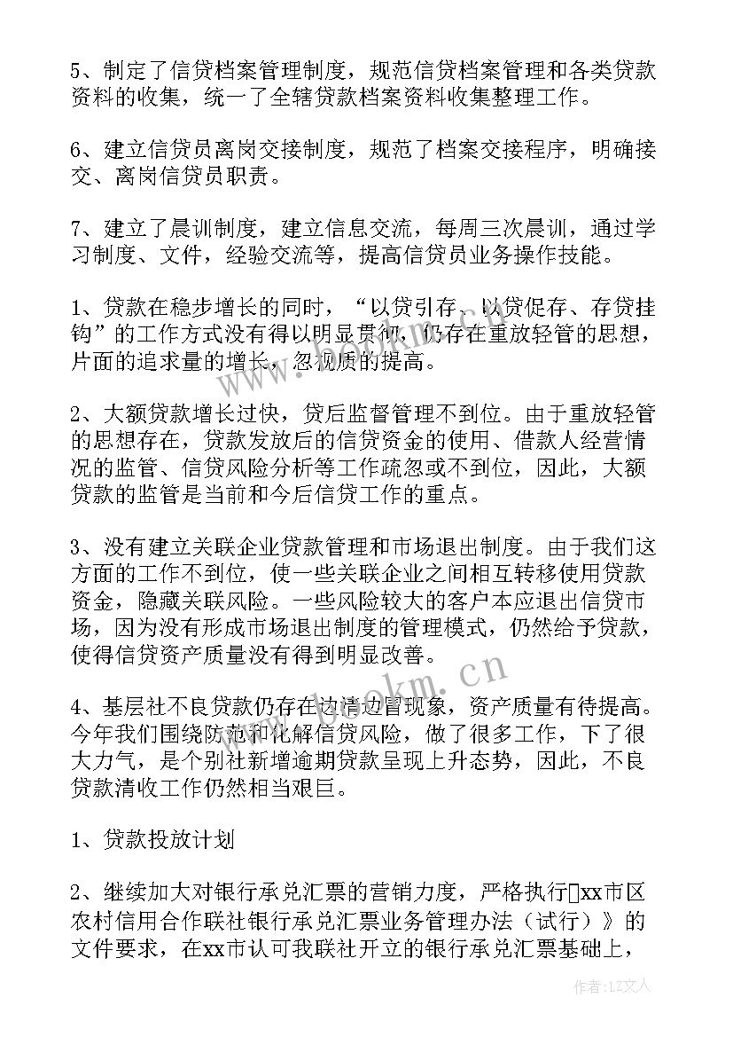 2023年信贷工作总结及计划(实用10篇)