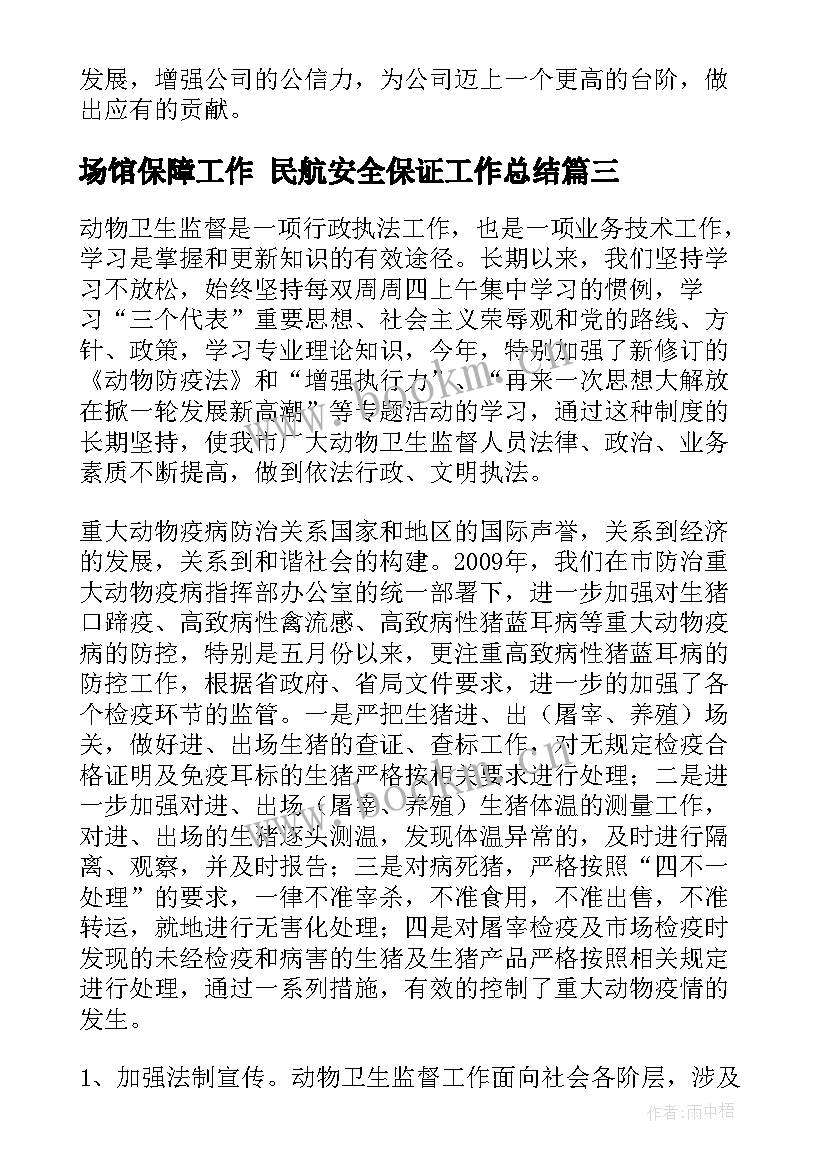 2023年场馆保障工作 民航安全保证工作总结(模板5篇)