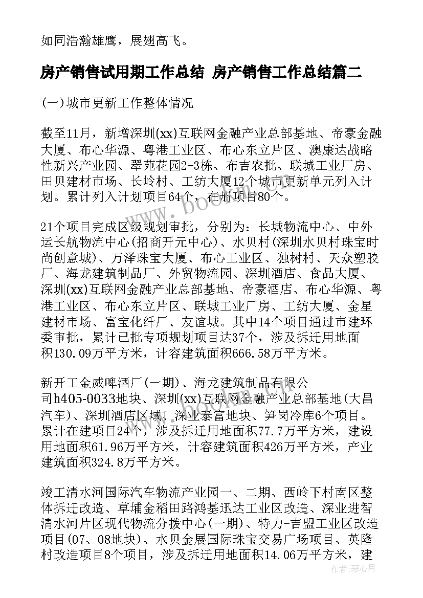 2023年房产销售试用期工作总结 房产销售工作总结(精选6篇)