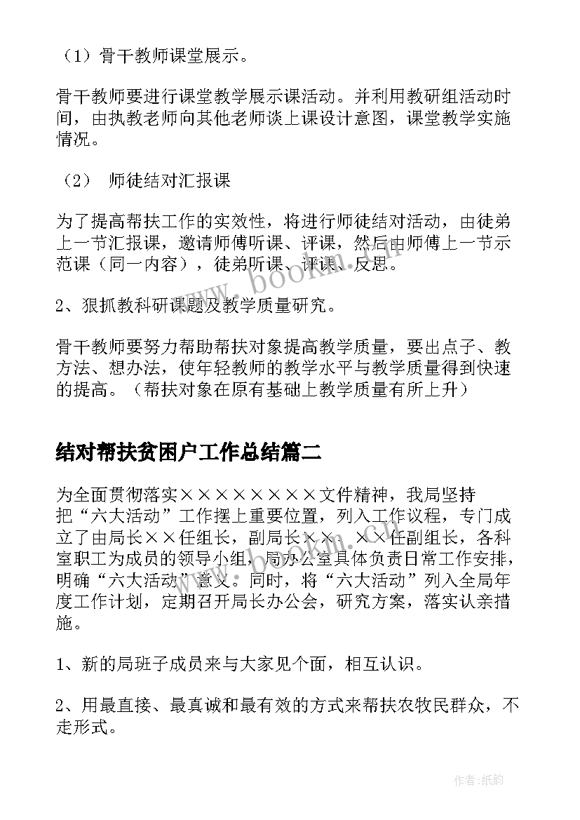 最新结对帮扶贫困户工作总结(模板10篇)