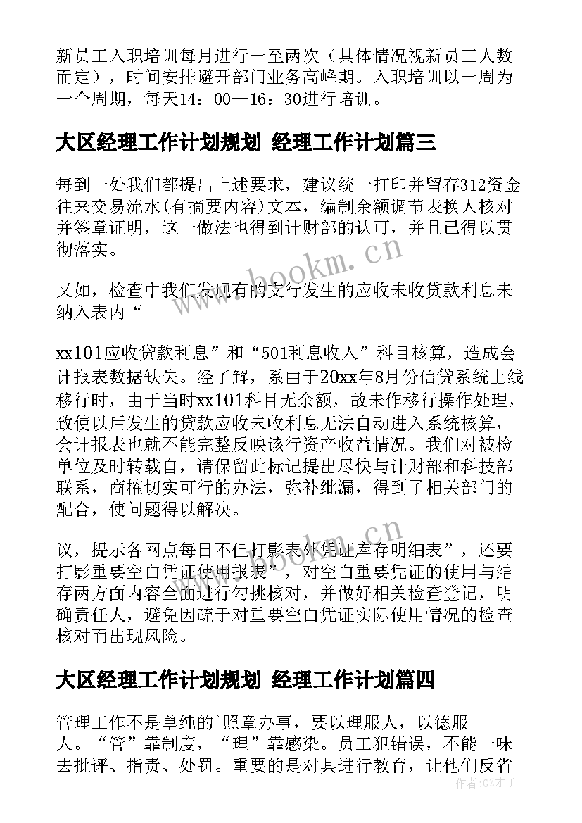 2023年大区经理工作计划规划 经理工作计划(大全6篇)