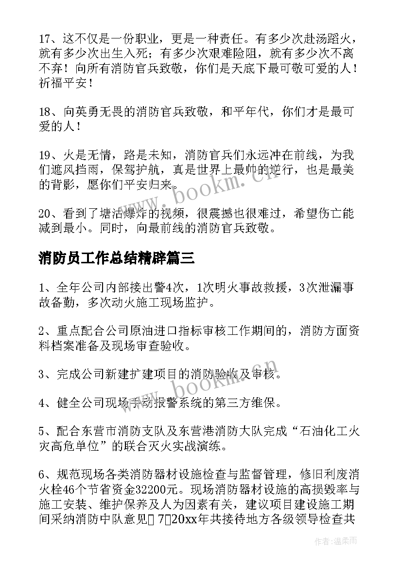 最新消防员工作总结精辟(精选6篇)