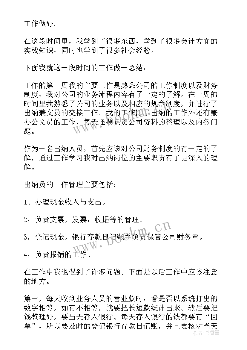 2023年出纳先进工作总结 出纳工作总结(精选10篇)