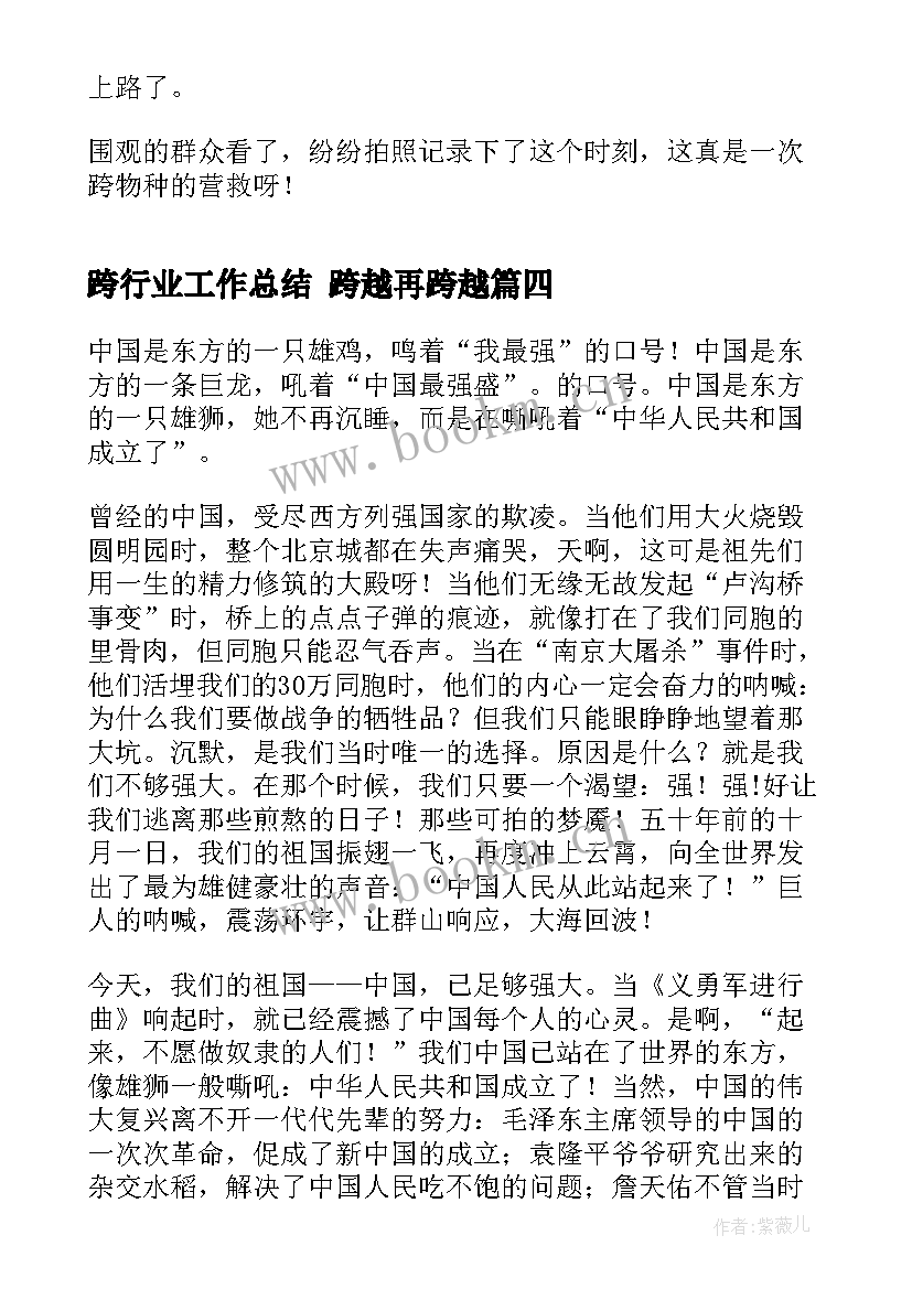 2023年跨行业工作总结 跨越再跨越(模板7篇)