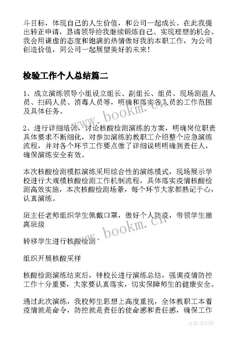 2023年检验工作个人总结(通用5篇)