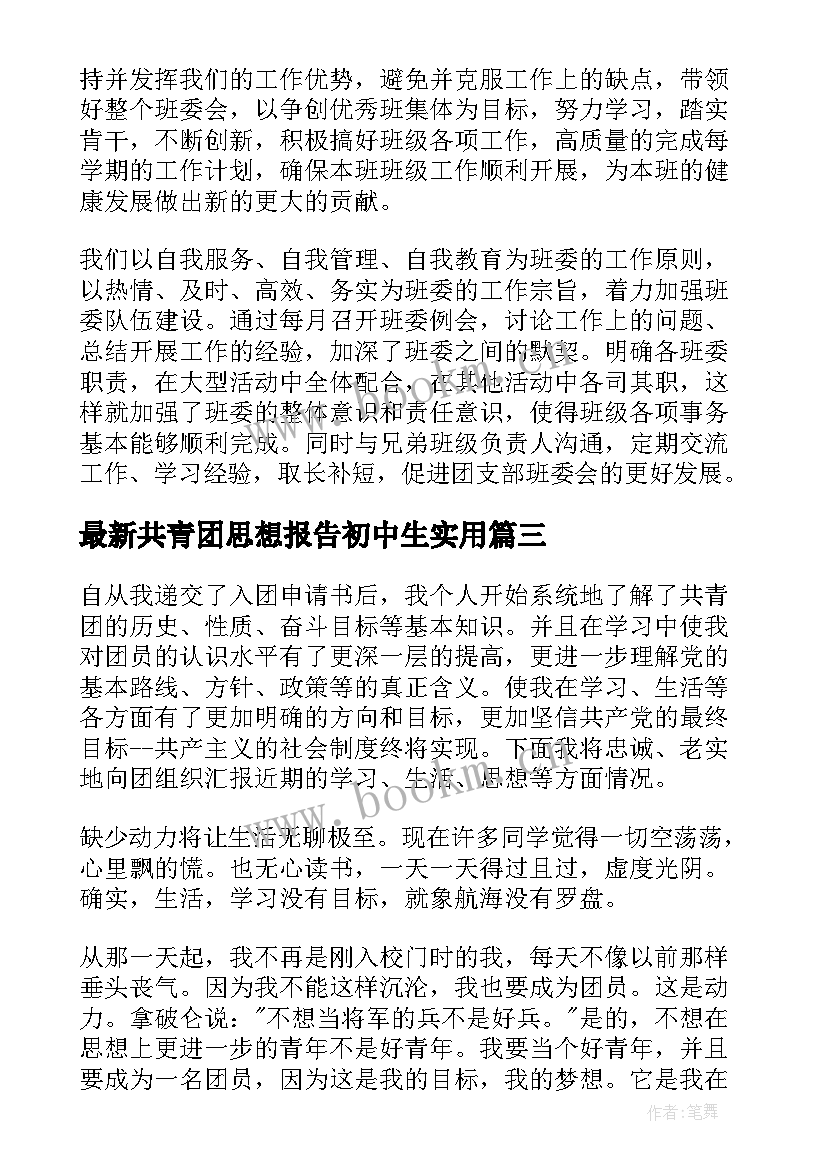 最新共青团思想报告初中生(优质7篇)